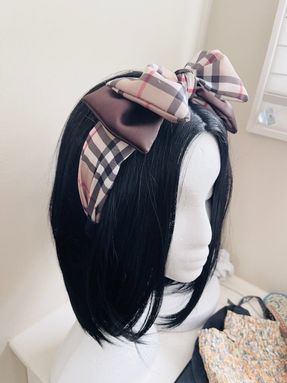 NEW Plaid Double Layer Bow Knot  Hairband - Picture 2 of 6